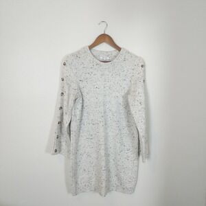 Madewell Donegal Sweater Dress Women's Medium Button Sleeve Wool Blend